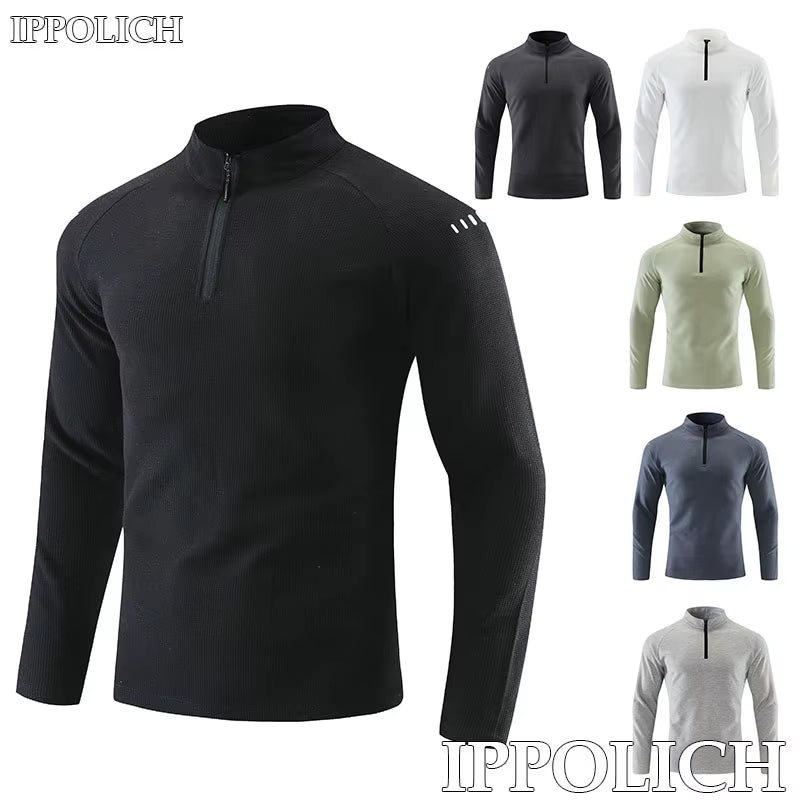 Running Long Sleeve T-Shirt Reflective Men Sportswear Breathable Black Coat Gym Jogging Male Gym Fitness Spring Autumn Clothing