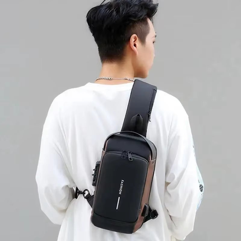 New Men'S anti Theft Chest Bag USB Charging Shoulder Strap School Short Distance Gym Exercise