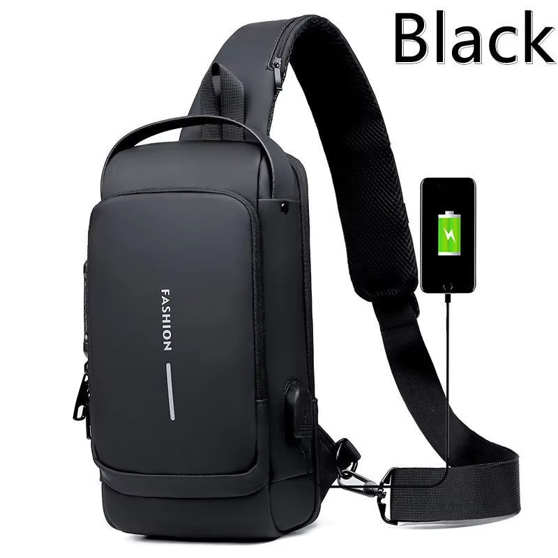 New Men'S anti Theft Chest Bag USB Charging Shoulder Strap School Short Distance Gym Exercise