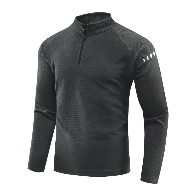 Running Long Sleeve T-Shirt Reflective Men Sportswear Breathable Black Coat Gym Jogging Male Gym Fitness Spring Autumn Clothing