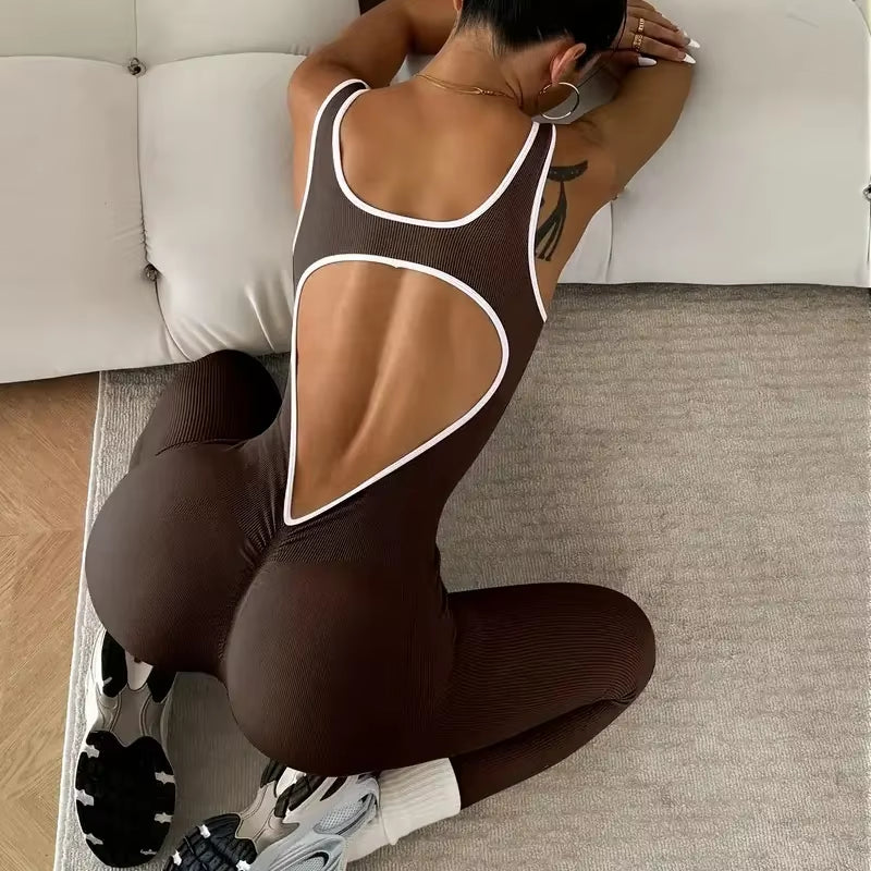 Jumpsuit for Women Workout Seamless Jumpsuits Yoga Ribbed One Piece Tank Tops Rompers Sleeveless Exercise Jumpsuits