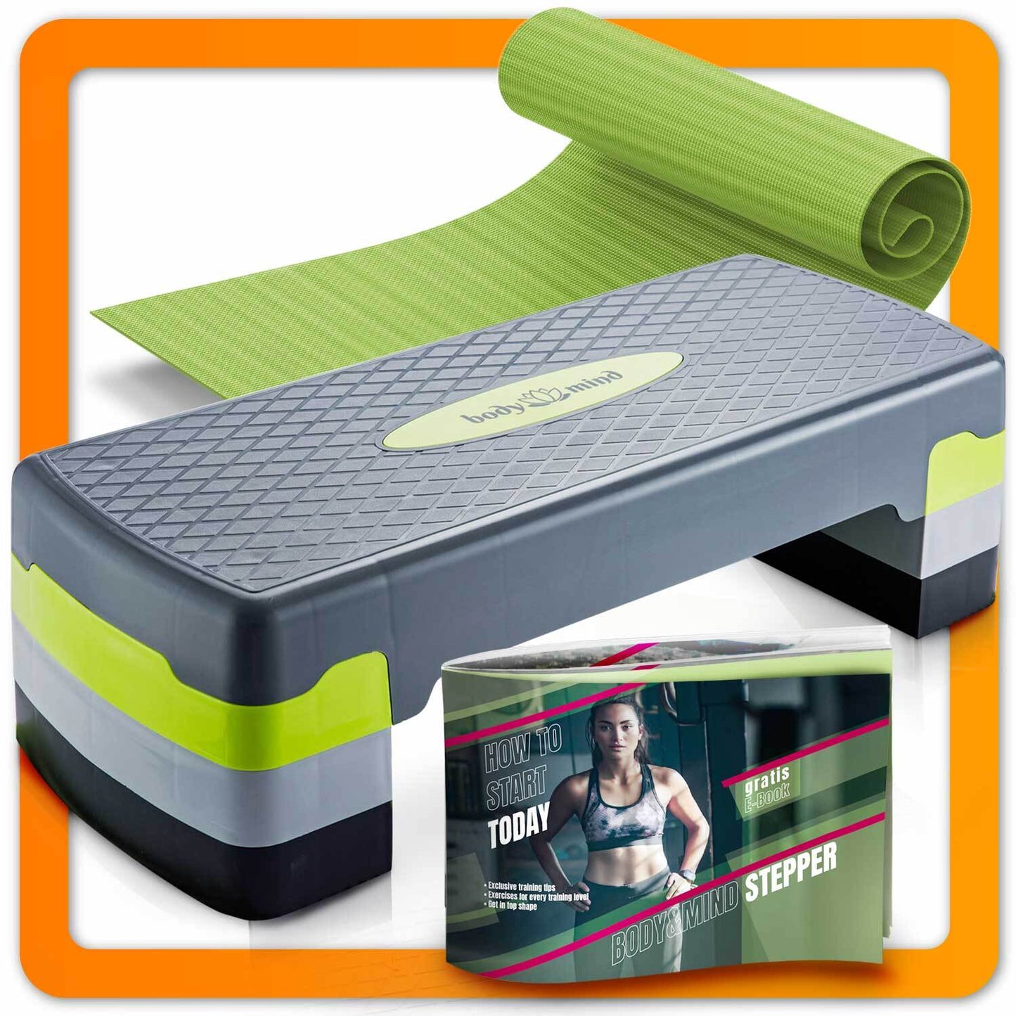 Aerobic Step Elite Steppbrett Fitness Stepper-Brett + Antirutsch-Mat