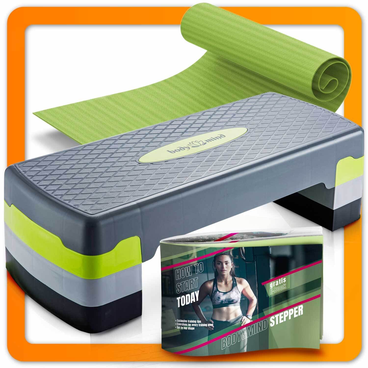 Aerobic Step Elite Steppbrett Fitness Stepper-Brett + Antirutsch-Mat
