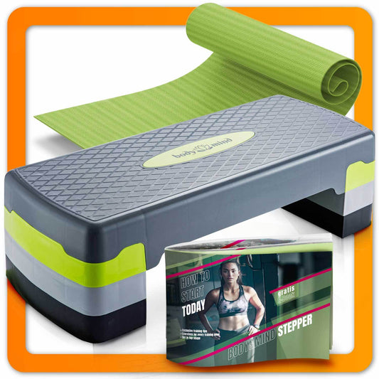 Aerobic Step Elite Steppbrett Fitness Stepper-Brett + Antirutsch-Mat
