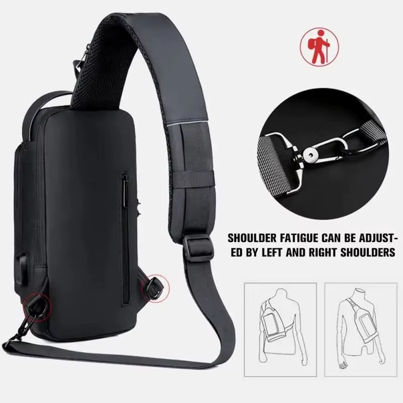 New Men'S anti Theft Chest Bag USB Charging Shoulder Strap School Short Distance Gym Exercise