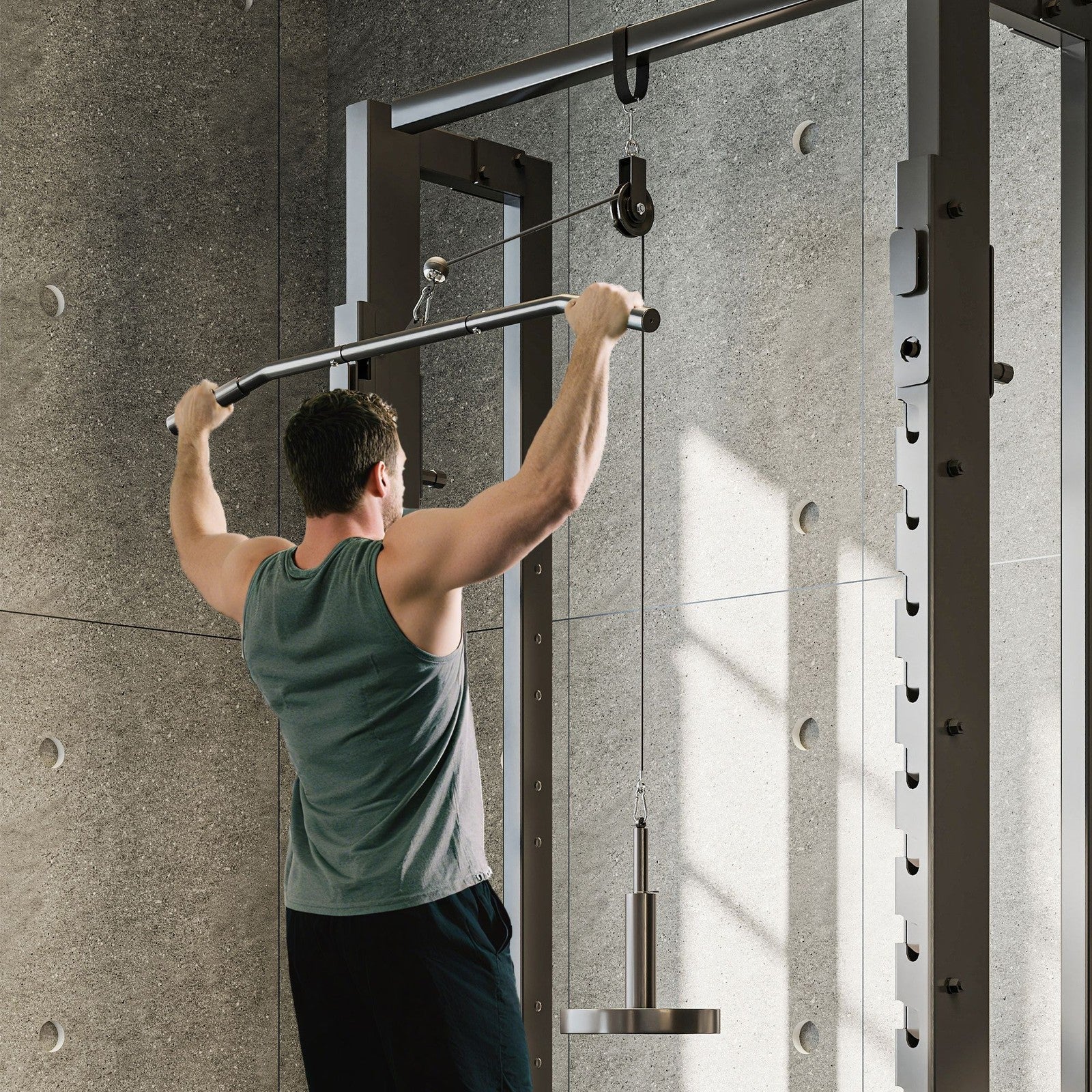 Fitness Latzug Gym Fitnesssgeräte Kabelzug Pulley System Arm Krafttraining